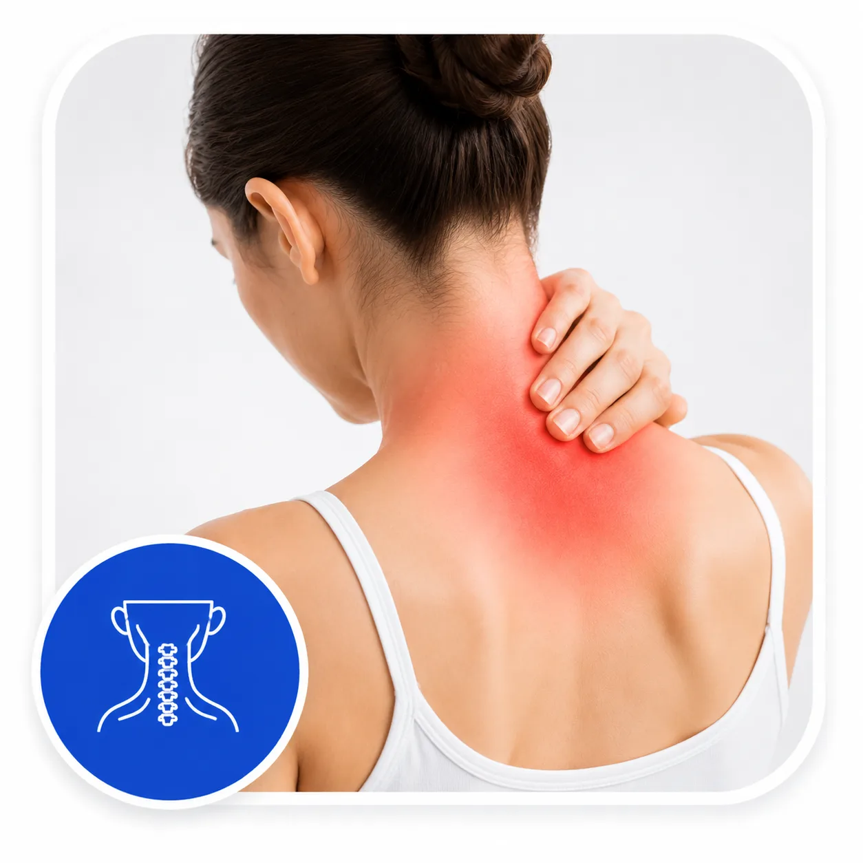 Mujer con dolor de cuello y cervicales - fisioterapia en Chía